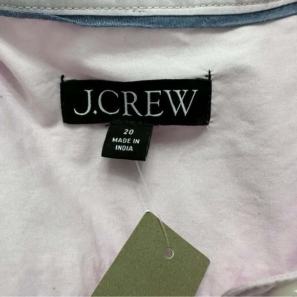 J. Crew Ruffle Trim Cotton Button Up Shirt Light Pink Size 20 Feminine NWT - Picture 4 of 9